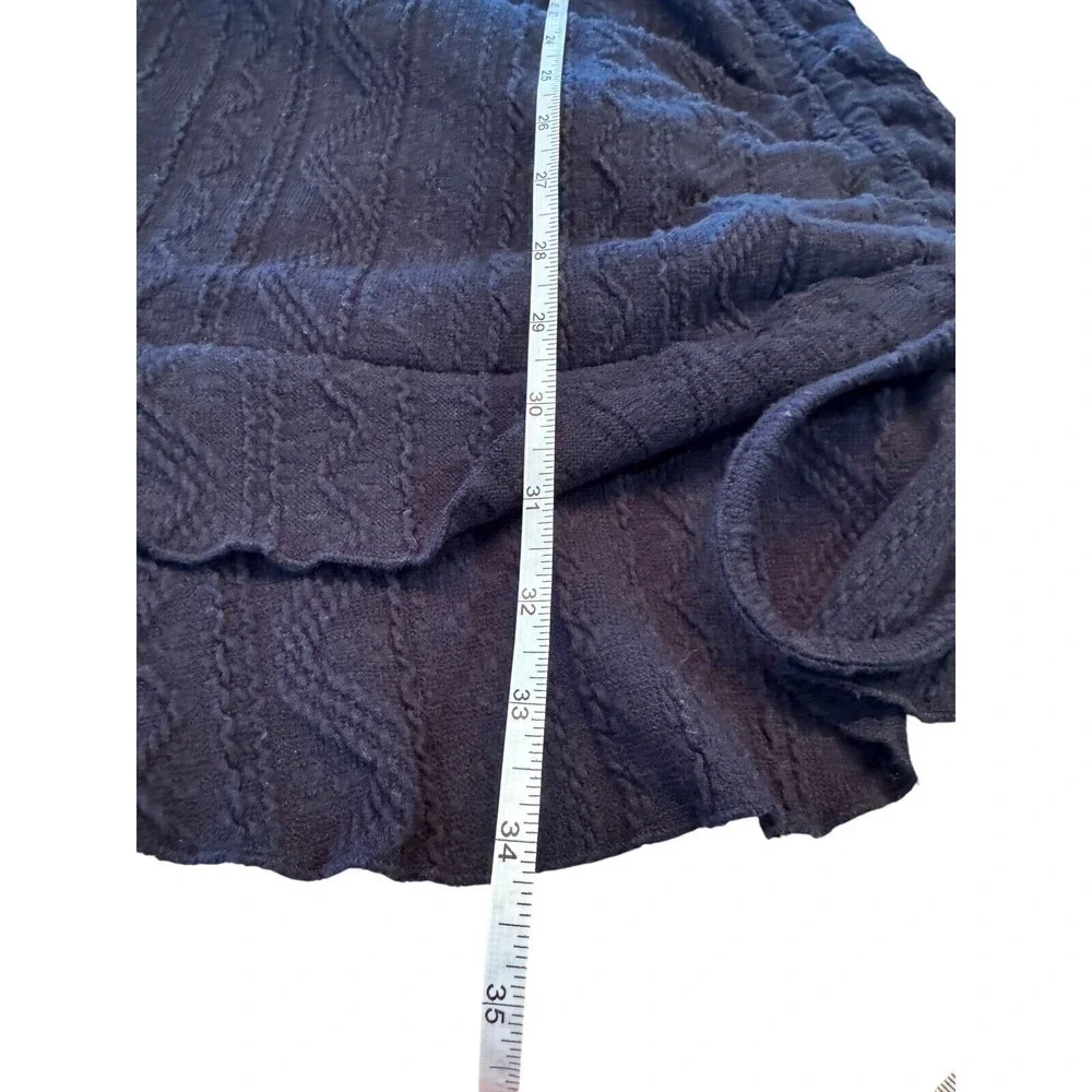 Cider‎ Woven Solid V-Neck Ruched Drawstring Navy Blue  Dress L Grunge Fairycore